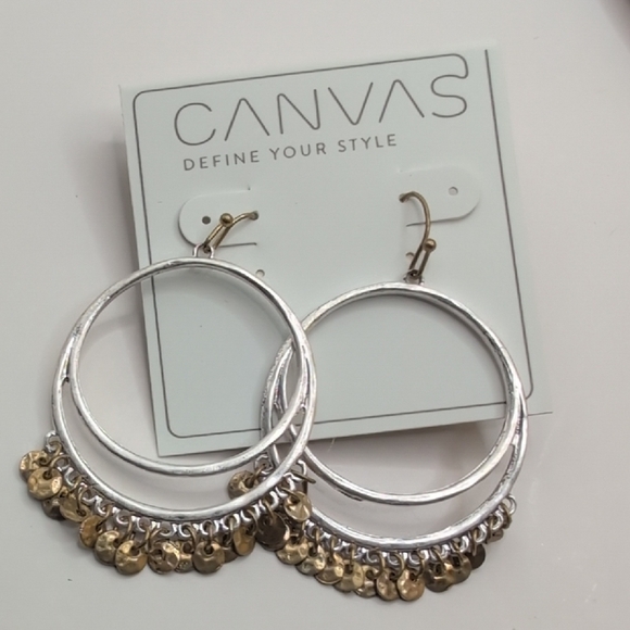 Bella Canvas Silver and Gold Hoop Earrings - Picture 4 of 5